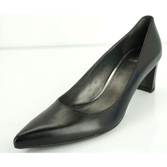 Stuart Weitzman Black Leather Classic Pointy Toe Heels Pumps SZ 8.5 Narrow $385 - Picture 5 of 12